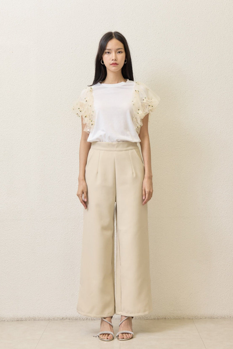 IVY BEIGE LONG STRAIGHT TROUSERS