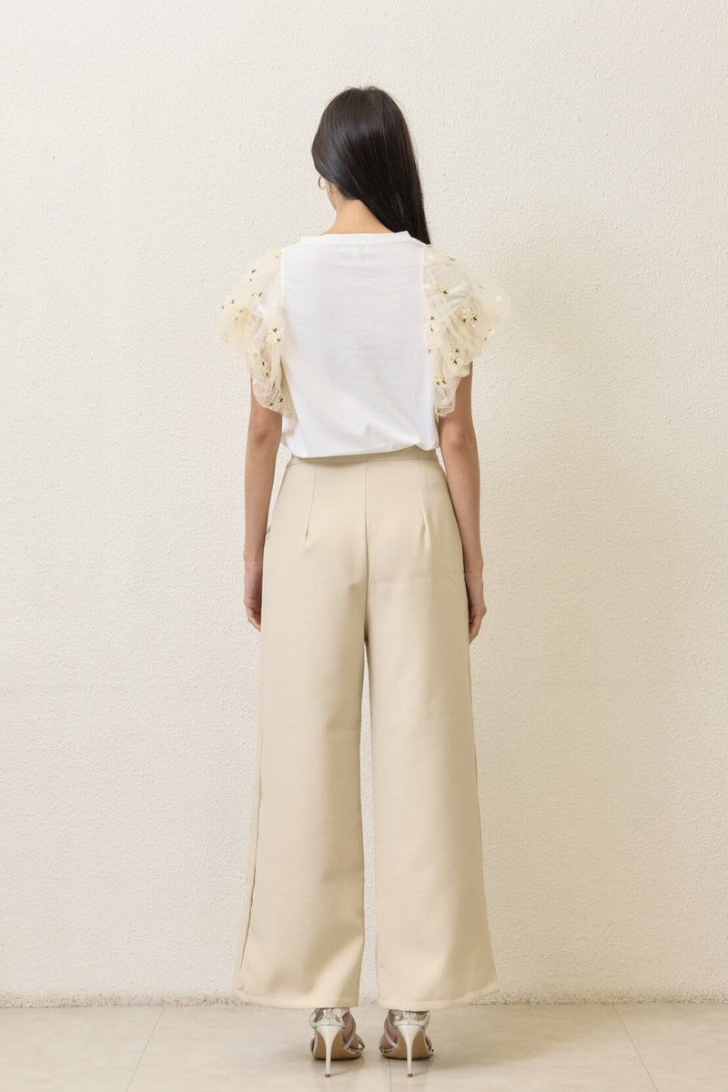 IVY BEIGE LONG STRAIGHT TROUSERS