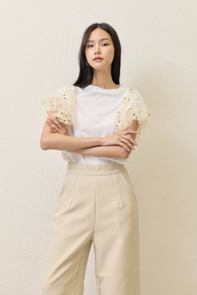 IVY BEIGE LONG STRAIGHT TROUSERS