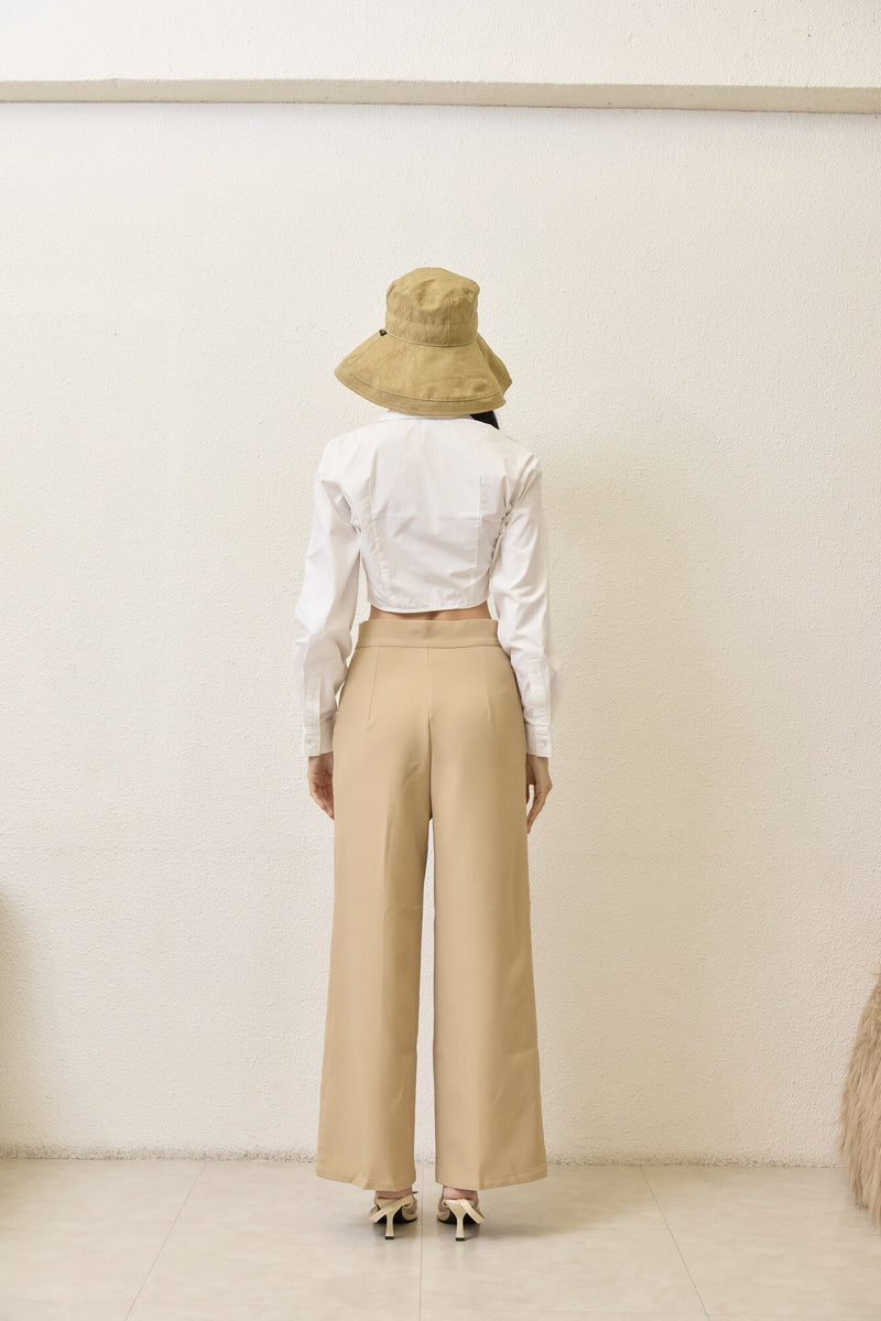 IVY KHAKI LONG STRAIGHT TROUSERS