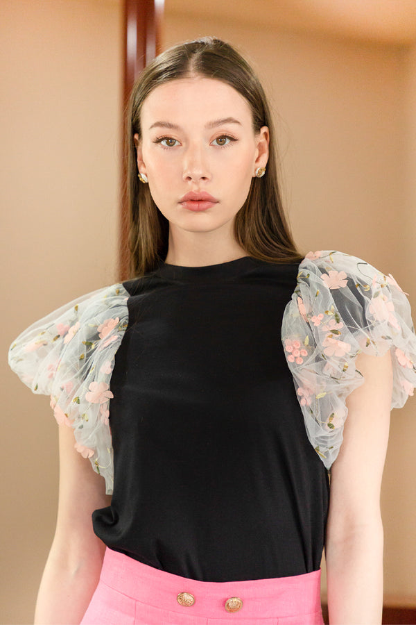 Cara Floral Shirt (Black Pink)