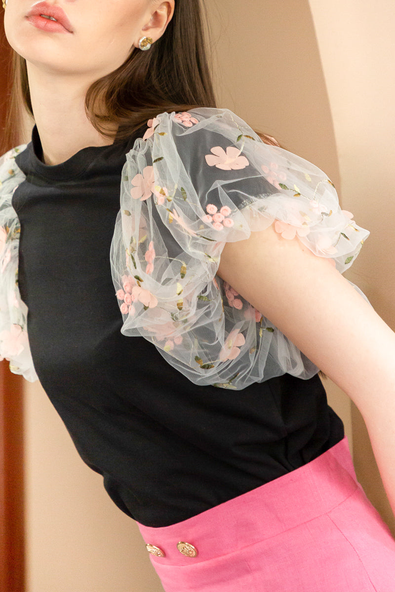 Cara Floral Shirt (Black Pink)