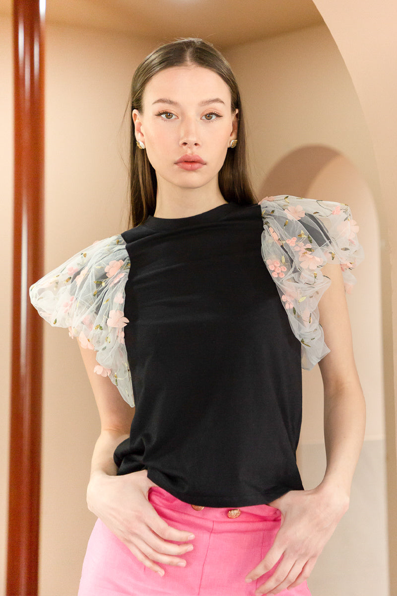 Cara Floral Shirt (Black Pink)